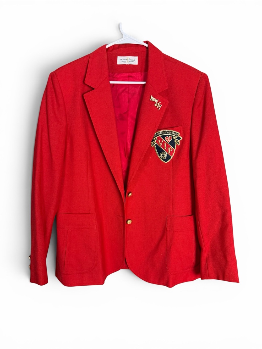 Vintage Academy Award Mary Kay VIP Red Blazer Gold Button Career Jacket XL